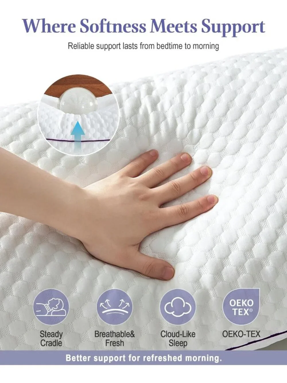 Adjustable Shredded Memory Foam Pillows Set of 2 - Queen Size Comfort & Support